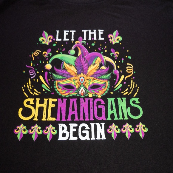 Arvihill Men's XL Funny Mardi Gras Graphic Tee “Let The Shenanigans Begin” Shirt - Picture 3 of 12